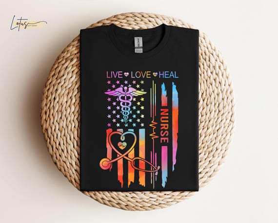 Cute Nurse Shirt, Live Love Heal,Heartbeat Nurse Shirt, Colorful Medical T-Shirts, Future Nurse Gift, RN LPN Nursing Shirt,Funny Nurse Shirt