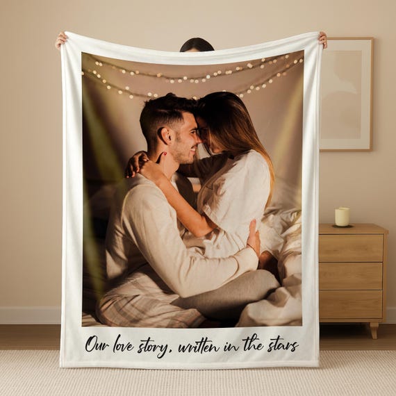 Custom Photo Blanket, Personalized Text Family Picture Blanket, Personalized Photo Collage Throw, Minky Sherpa Memorial Pet Blanket