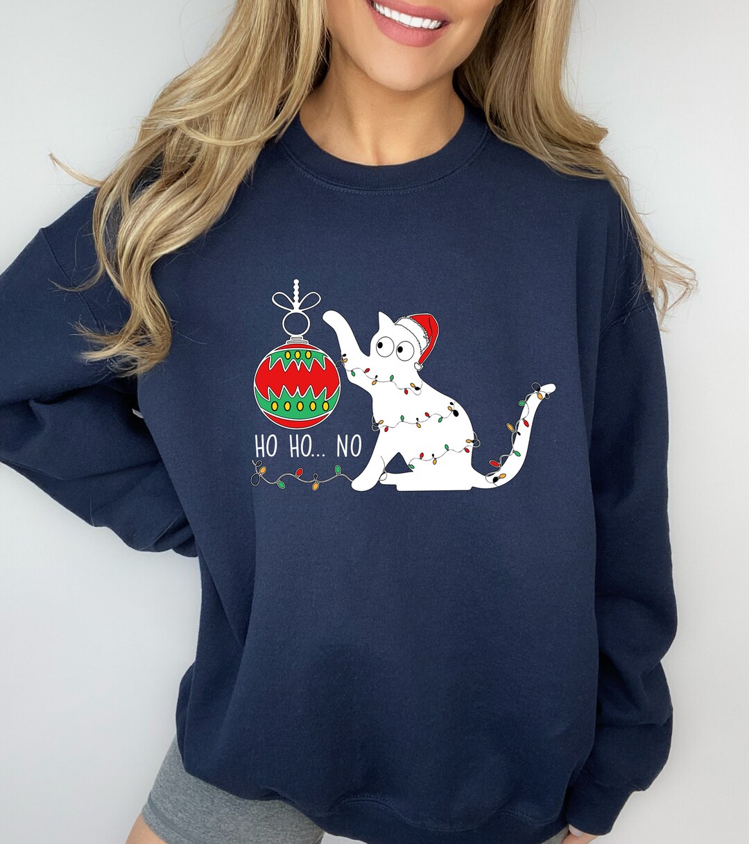 Christmas Cat Sweatshirt Christmas Cat Sweater Christmas Etsy