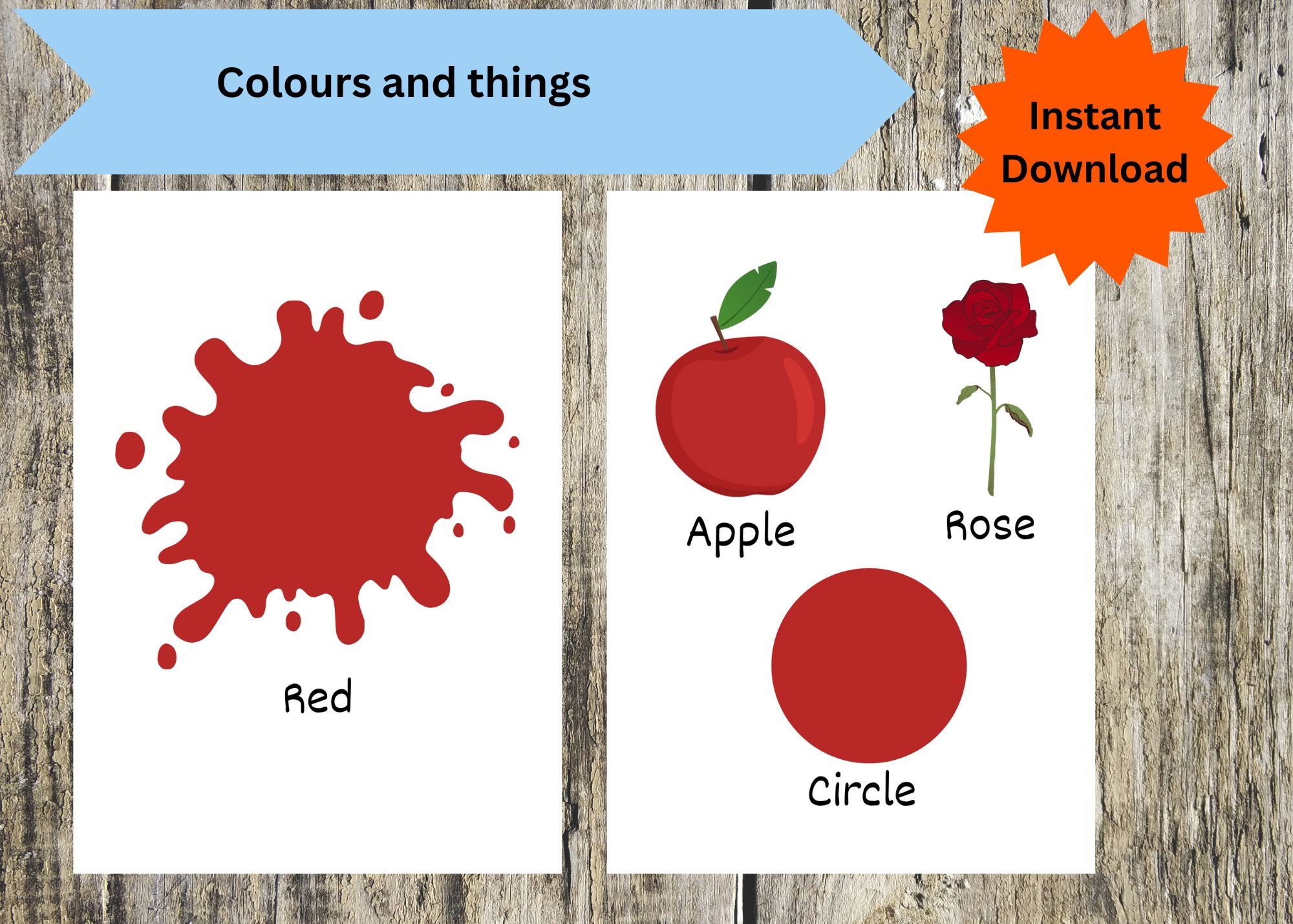 Colours Flashcards Instant Download With Shapes & Different Things to ...
