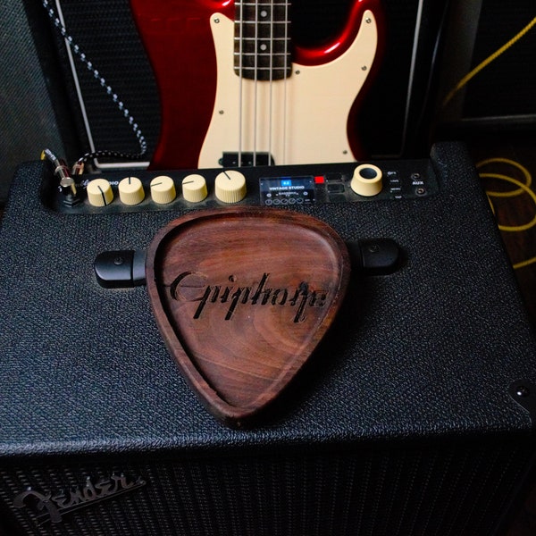 epiphone pick catch all tray made from walnut, fathers day gift, guitar player gift.