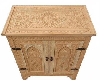 Handgesneden Marokkaanse buffetkast cederhout, traditionele opbergkist