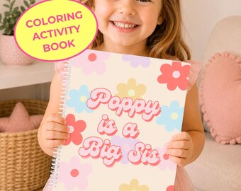 Personalized Big Sister Coloring Activity Book | Custom New Sibling Gift