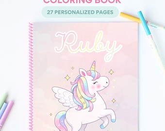 Personalized Unicorn Coloring Book | Custom Name Activity Gift
