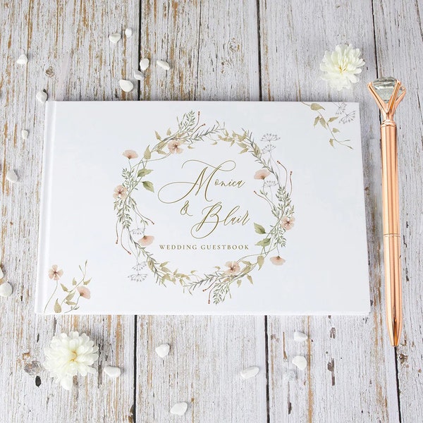 Personalized Wedding Guest Book With a Pen - Customizable Event & Wedding Signature Book - Unique Decor, Party and Gift Ideas - Custom image