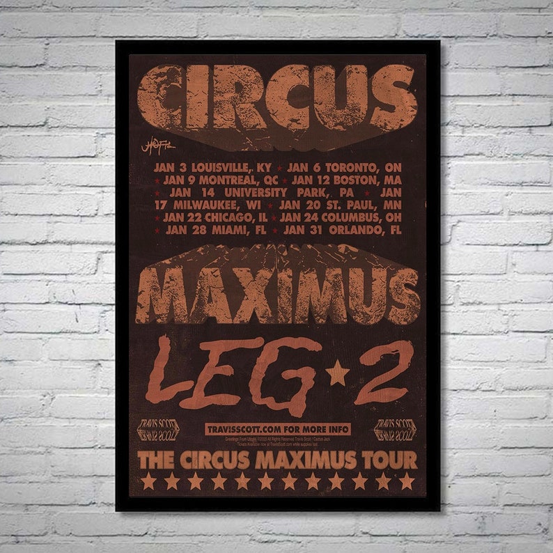 TRAVIS SCOTT the Circus Maximus Tour 2024 Tour Poster Etsy