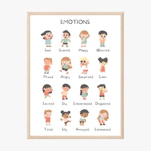 Emotions Print - Digital| Calming corner, therapy office decor, feelings chart, montessori materials, boho classroom, be kind to your mind