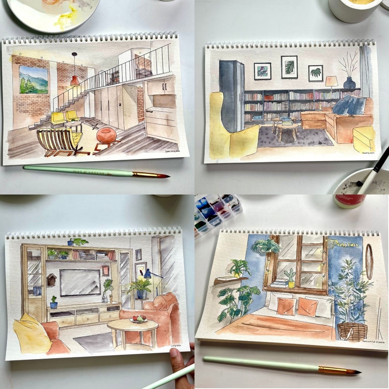 Interior Cozy Home Coloring Book - Interior Design Printable Watercolor ...
