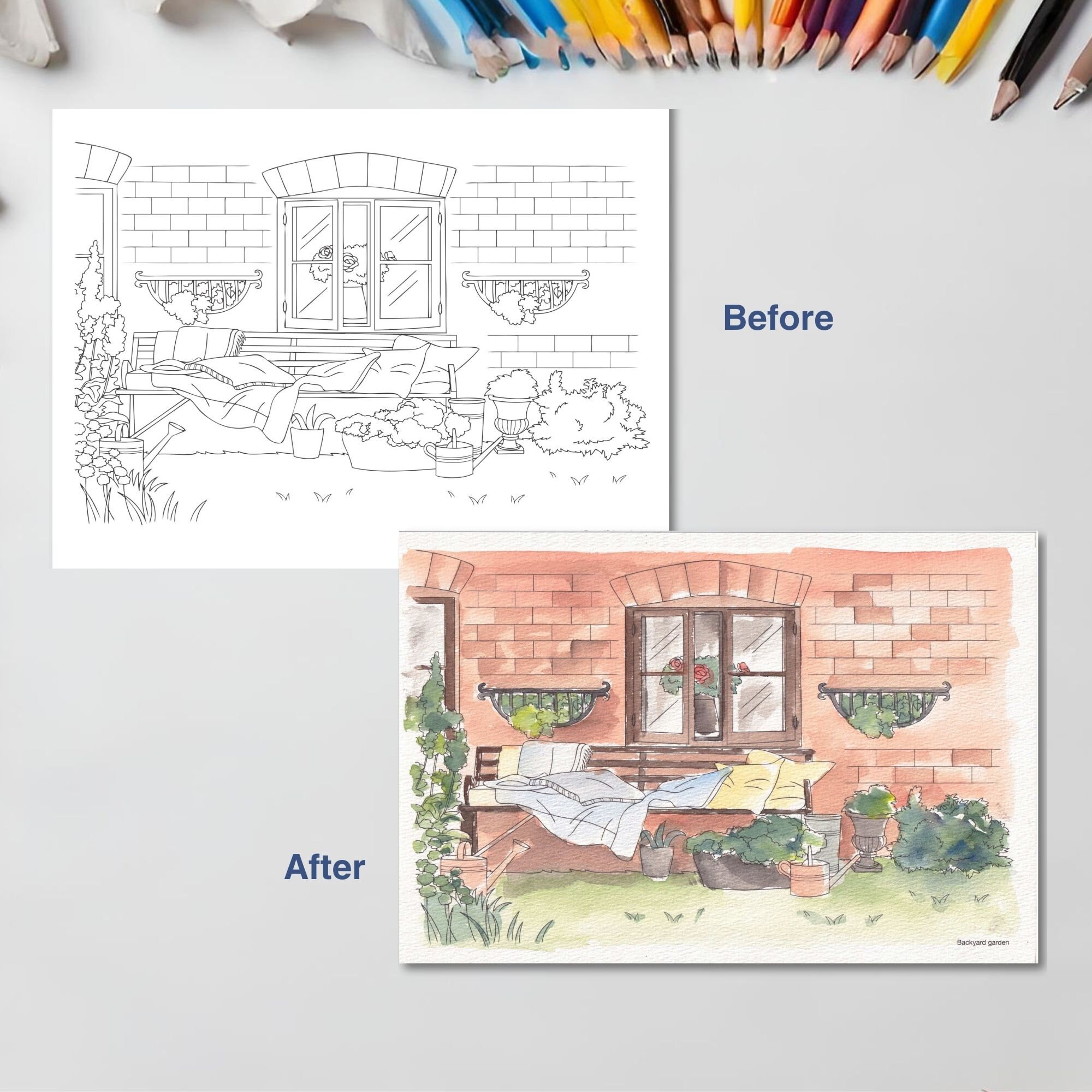 Interior Cozy Home Coloring Book - Interior Design Printable Watercolor ...