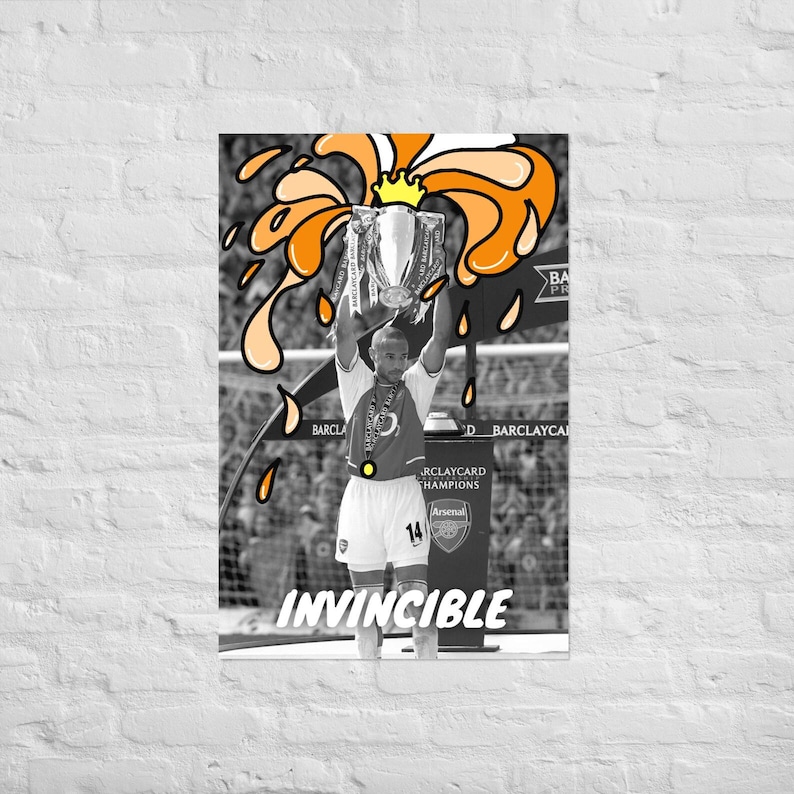 Invincible Trophy Thierry Henry Fan Art Print - Arsenal Legend Football Poster DIGITAL ...