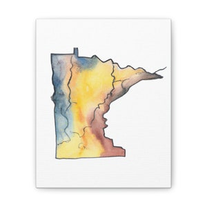 Minnesota Print | Minnesota Watercolor Print | Minnesota Canvas | Minnesota Poster | Minnesota Map Art | Map of Minnesota