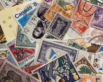 Francobolli vintage annullati autentici di tutto il mondo
