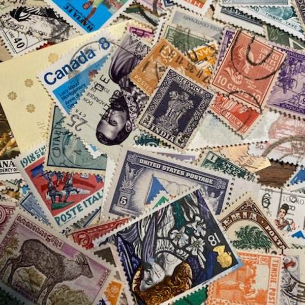 Worldwide Authentic Mix Vintage Cancelled Stamps