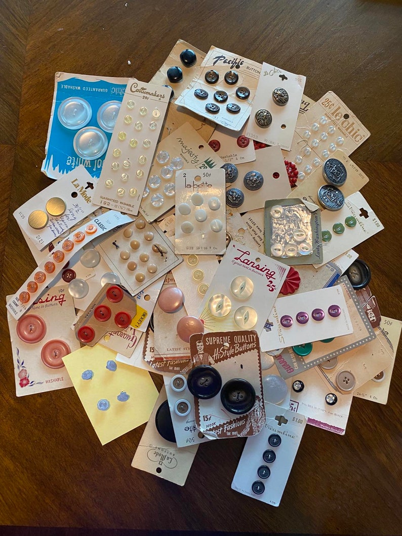 Vintage Button Cards Etsy