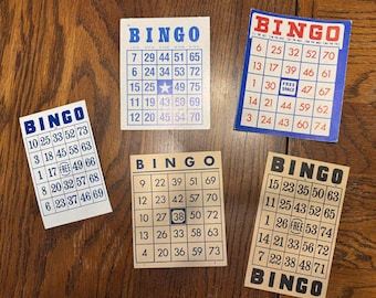 Tarjetas de bingo vintage auténticas