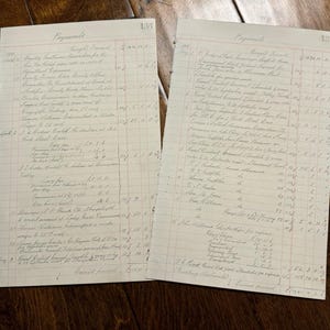 Libro mayor de patrimonio vintage de 1935 con páginas en escritura francesa