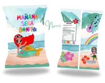 Karol G chip bag, Manana sera bonito, Beach chip bag, instant download, Karol G printable, party favors