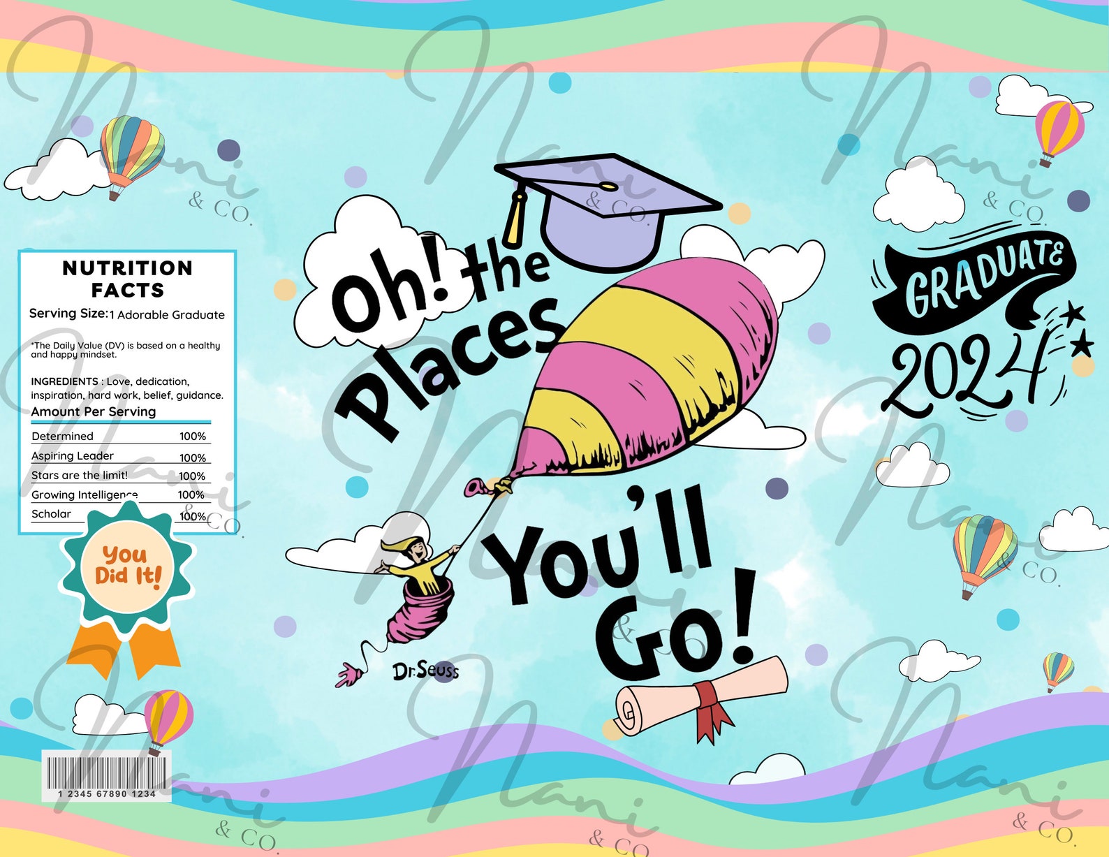 Graduation 2024 Chip Bag, Dr. Seuss, Oh the Places You'll Go, Dr. Seuss ...