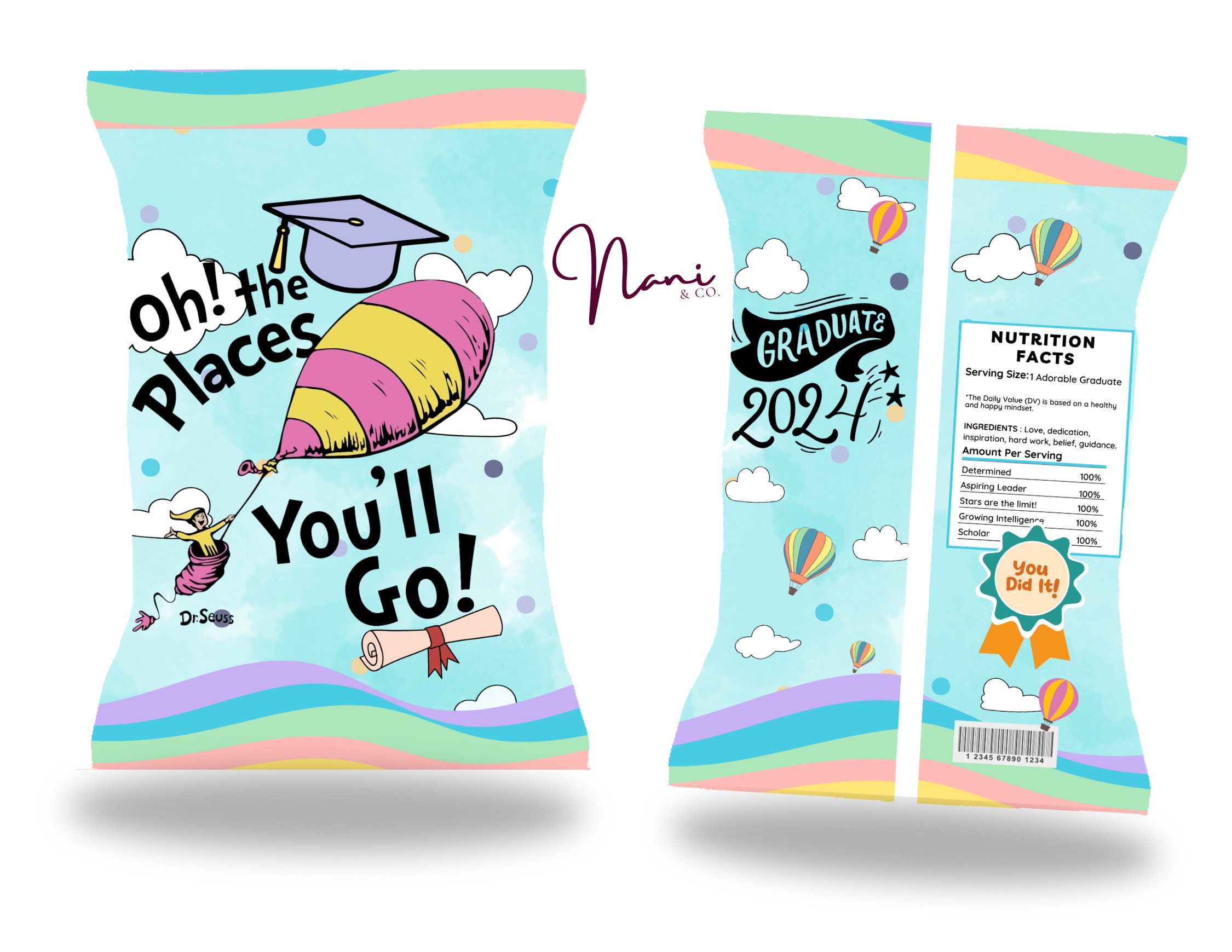 Graduation 2024 Chip Bag, Dr. Seuss, Oh the Places You'll Go, Dr. Seuss ...