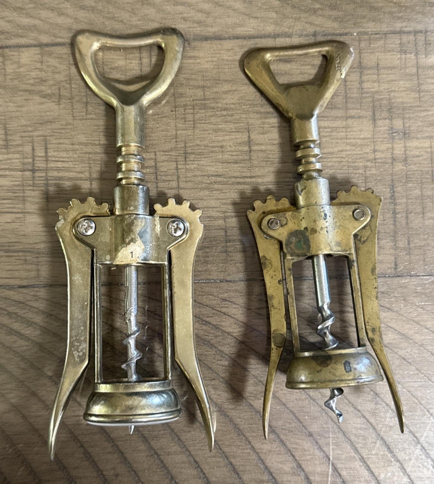 Vintage Brass Winged Wine Corkscrew & Bottle Opener Made in Italy