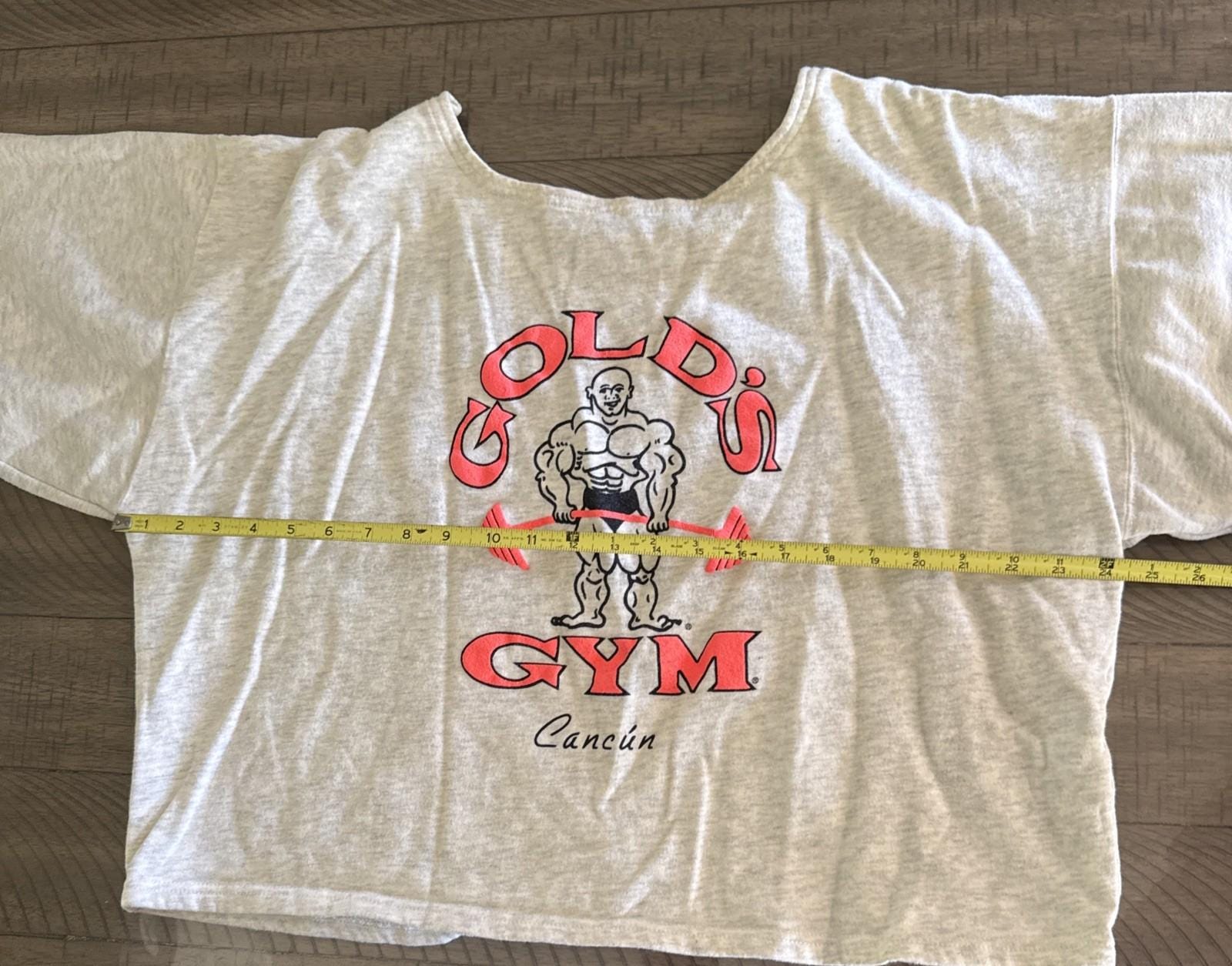 Vintage Gold's Gym White Cropped T-shirt Cancun USA Made 80s 90s