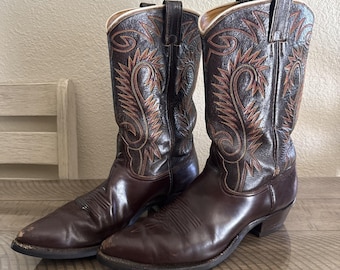 Botas vaqueras Nocona vintage para hombre, talla 14 E, fabricadas en EE. UU., color marrón, raras.