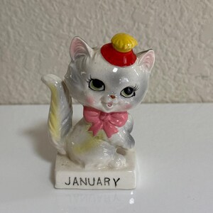 Zeldzame vintage Norcrest Japan Kitty Cat verjaardagsmaand januari kittenkitsch