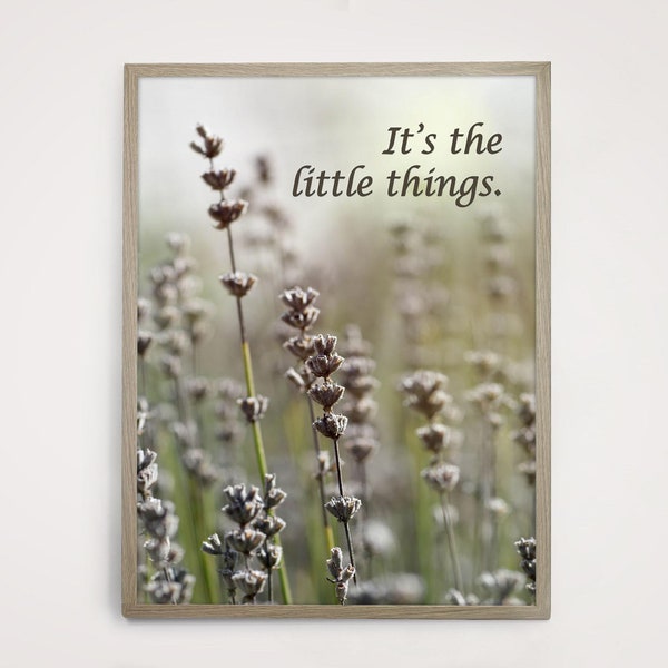 Positive inspirational quote meadow close-up nature mood printable wall art home office décor print motivational appreciation little things