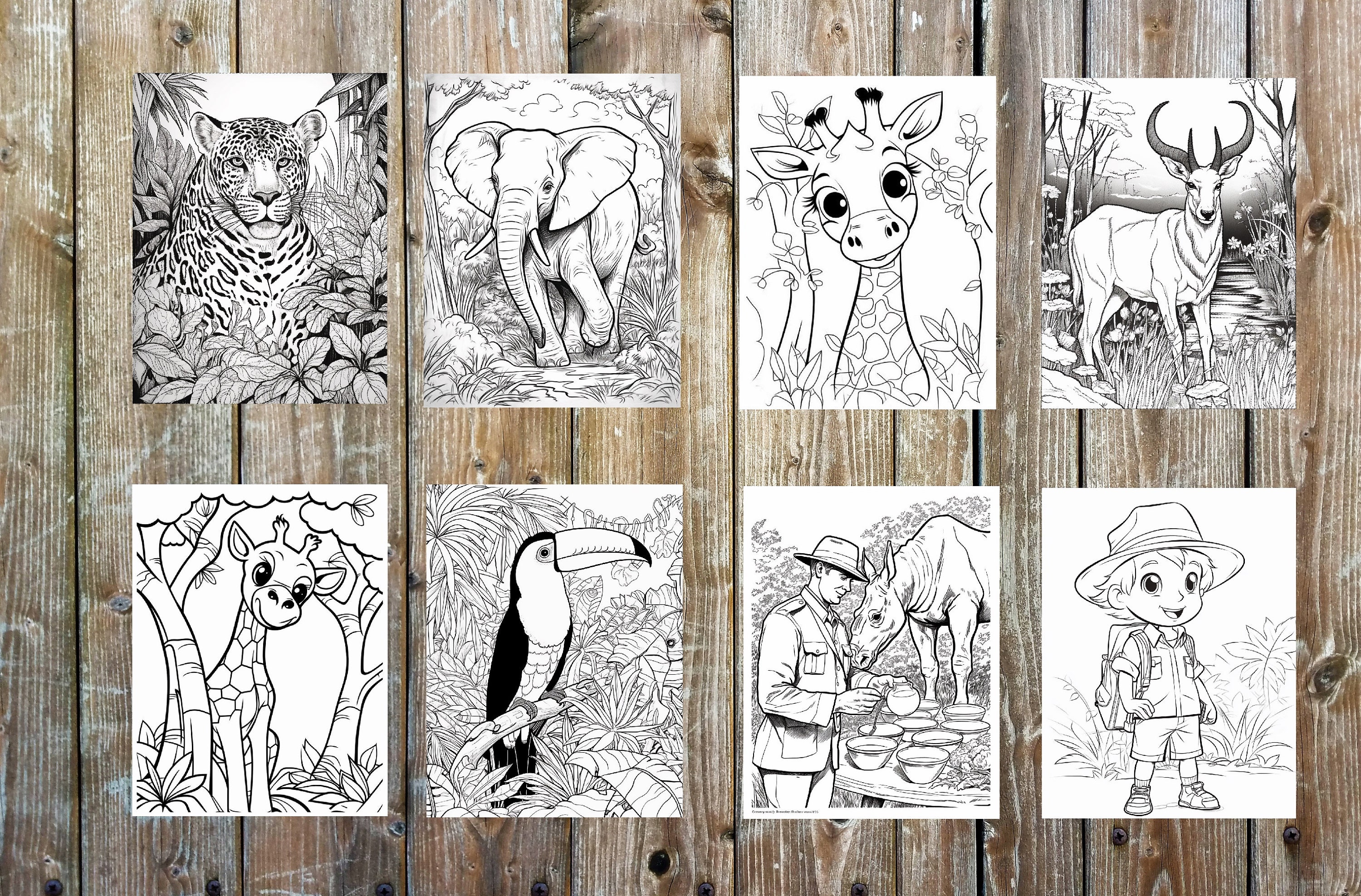 Coloring Pages Safari Animal Coloring Pages for Kids Activity Book Fun ...
