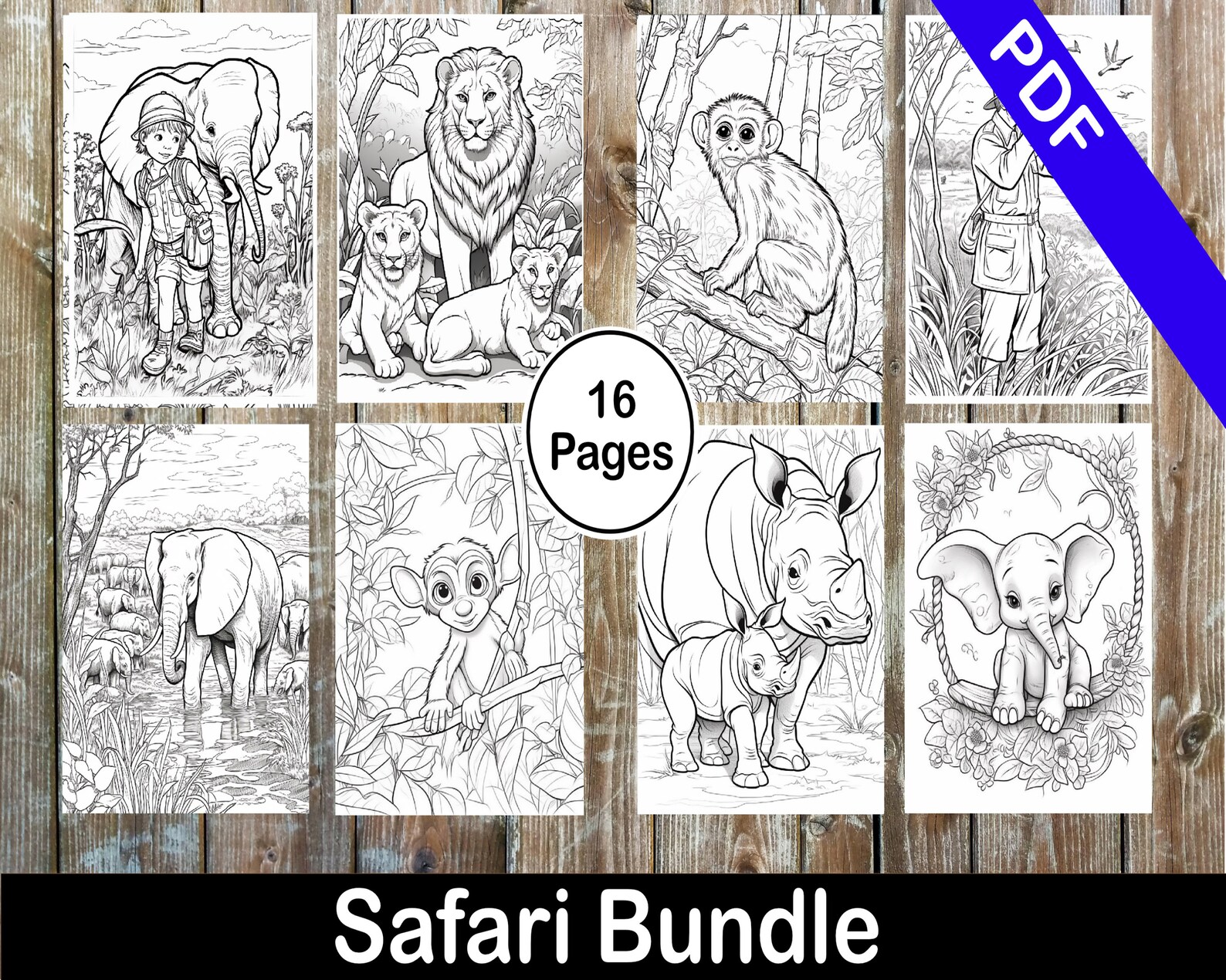Coloring Pages Safari Animal Coloring Pages for Kids Activity Book Fun ...