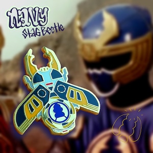 Navy Thunder Ranger Morpher Hard Enamel Pin: Power Rangers Ninja Storm Collectible, Stag Beetle