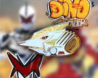 Weißer Waldläufer Drache Morpher Hard Emaille Pin: Power Rangers Dino Thunder Sammlerstück
