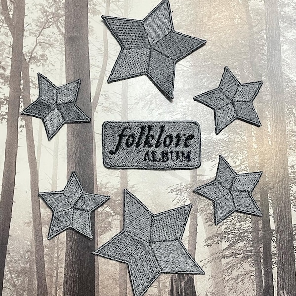 Folklore Album Embroidered Patch from the Black and White Cardigan, Iron Patch Ready to Apply