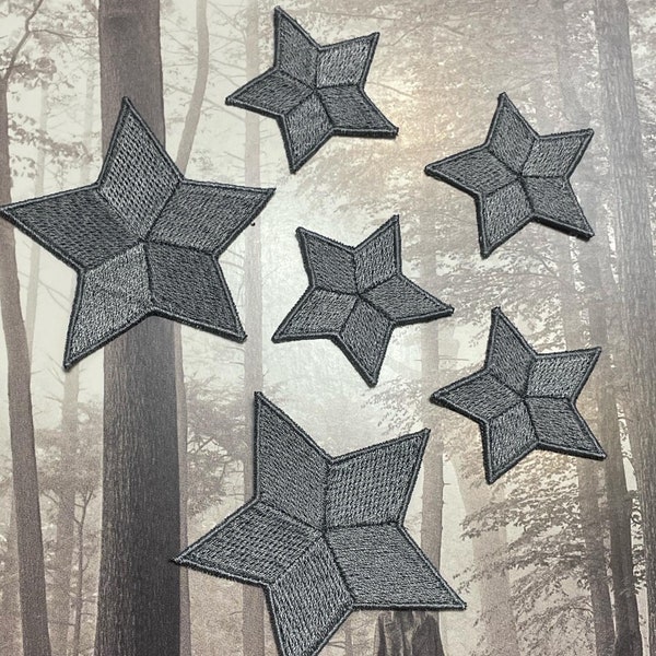 6 pcs Set Folklore Embroidered Stars from the Black and White Cardigan, Iron Patches Ready to Apply