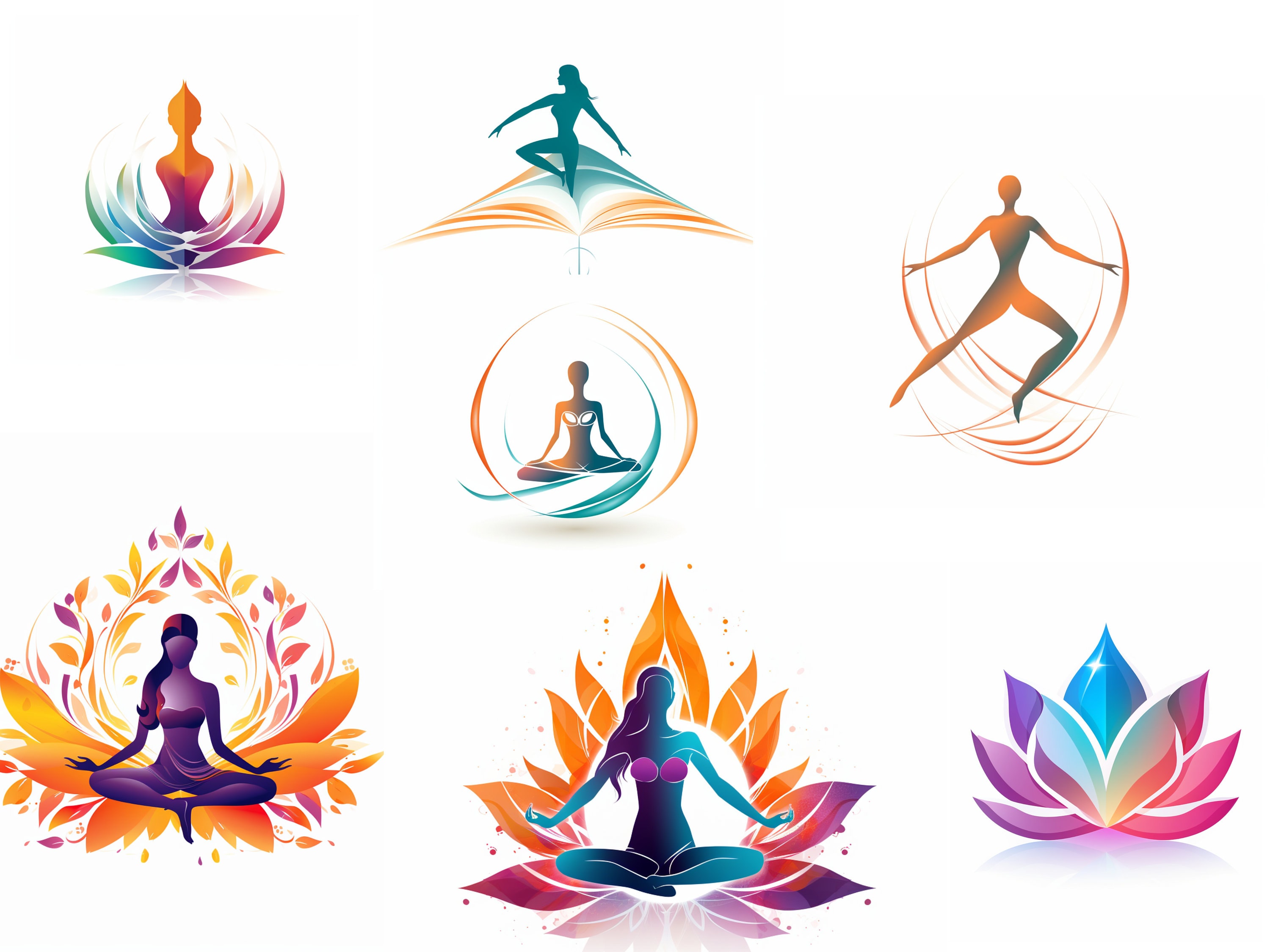 Clip Art of Yoga Stickers, Yoga Logo Digital Art, Magical Creatures