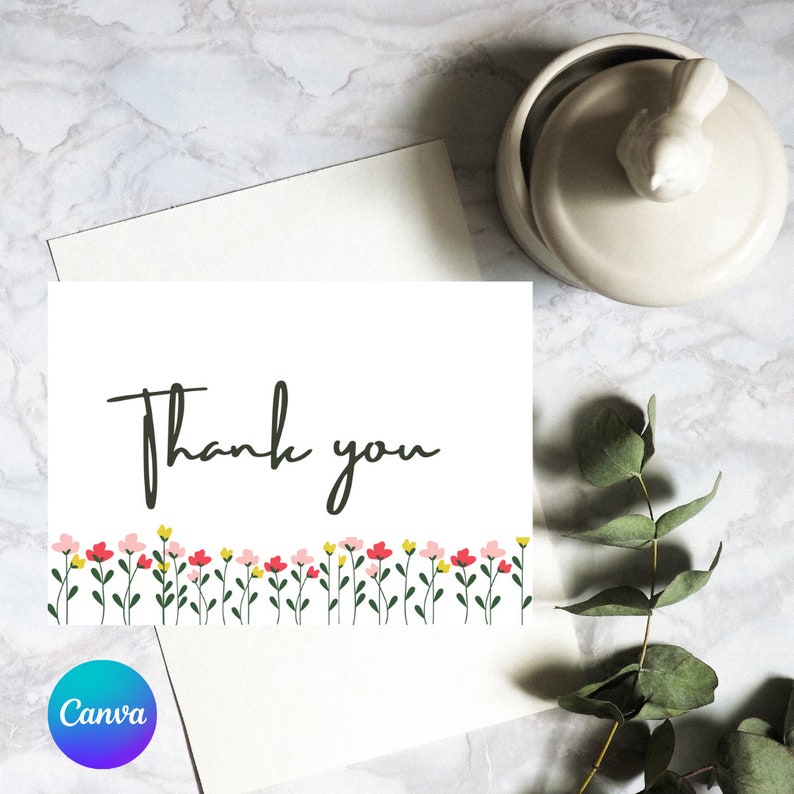 Minimalist Thank You Card Template Modern Flat Thank You - Etsy