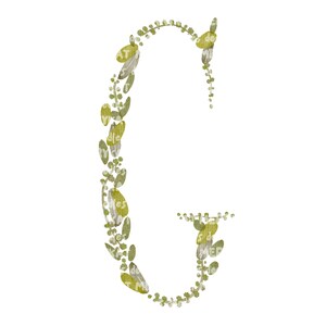 Letra G, Alfabeto de hoja de acuarela, Clip-Art, Monograma, Compromiso, Boda, Aniversario, PNG Digital imprimible, Dibujado a mano
