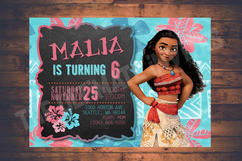 PERSONALIZED Moana Birthday Invitation Digital File Etsy