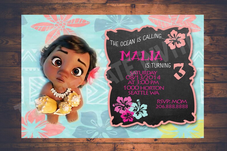 PERSONALIZED Baby Moana Birthday Invitation Etsy