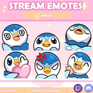 6 Piplup Emotes - Streamer Emotes - Twitch, Discord, Facebook Gaming