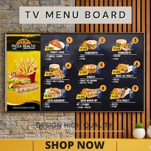 Tablero de menú de TV DIGITAL en Canva / Totalmente editable