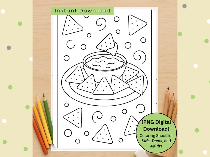 Nacho Problem Coloring Nachos Coloring Page: Food Activity (PNG Digital Download) Fun Coloring ...