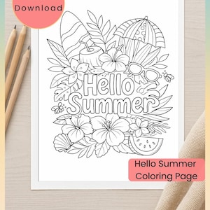 Zomerkleurplaten voor kinderen, tieners en volwassenen: Leuke en vrolijke zomeractiviteiten (directe PNG-download) Zomerkleurplaat