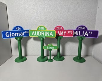 Personalized Street Sign Stand | Custom Name Plate Street Signage | Road Sign | Desk Name | Kids Style | Center Piece | Table Top