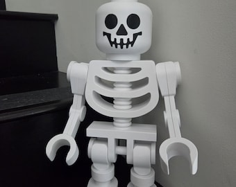 Lego Mini Figure Huge Brick Block Inspired Building Style Skeleton Jumbo Posable Halloween Upscaled Decor