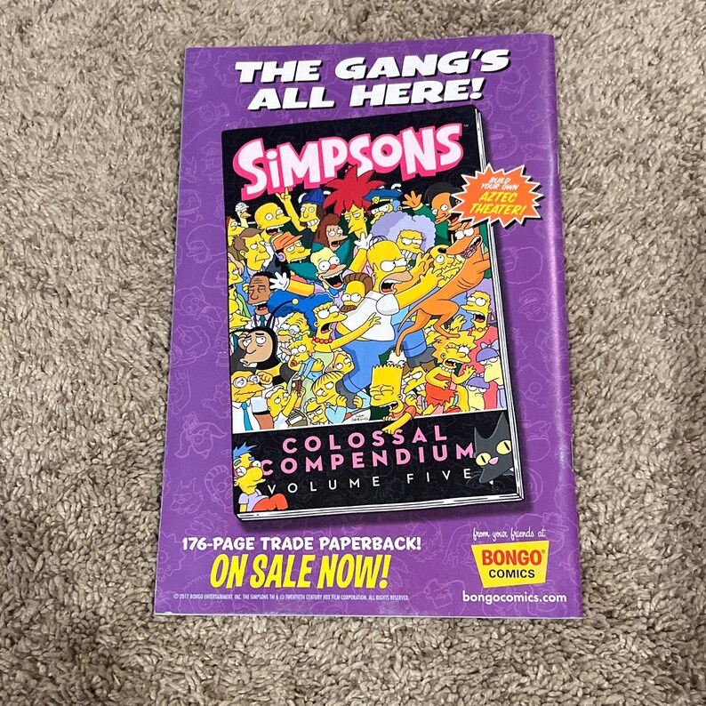 Simpsons Treehouse of Horror 23, 2017, Homer, Bart, Bongo Etsy