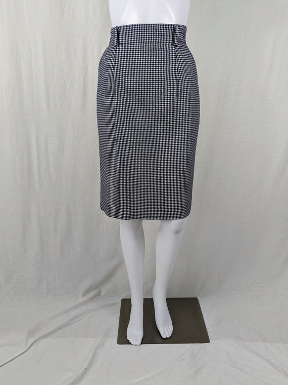Vintage Houndstooth Pencil Skirt W/Pleated Back Si