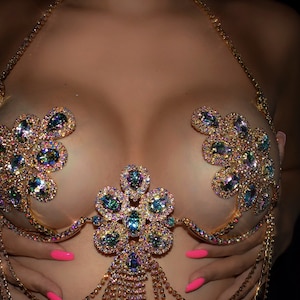 Delilah Crystal Carnival Bra Rainbow Gold - reynamaldita