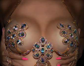 Delilah Crystal Carnival Bra Rainbow Gold - reynamaldita