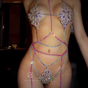 Regenbogen Silber Kristall Sultress Kristall Dessous Set - reynamaldita